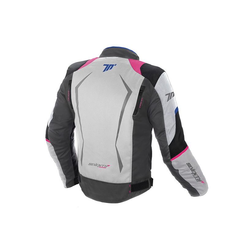 Veste moto femme SEVENTY DEGREES SD-JR49 gris-bleu-rose