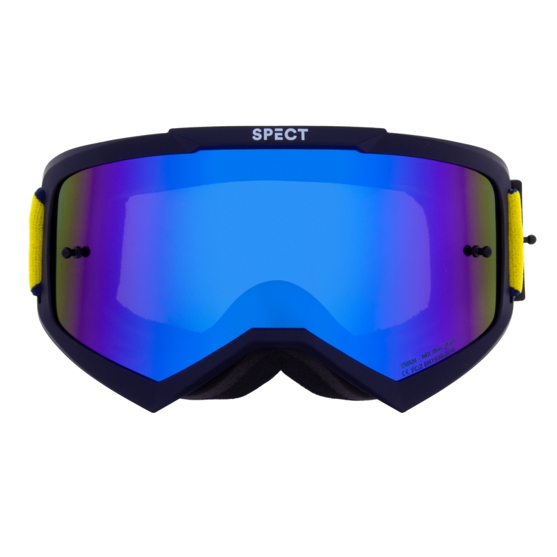 Lunettes de motocross Red Bull Spect EVAN bleu foncé avec lentille bleue