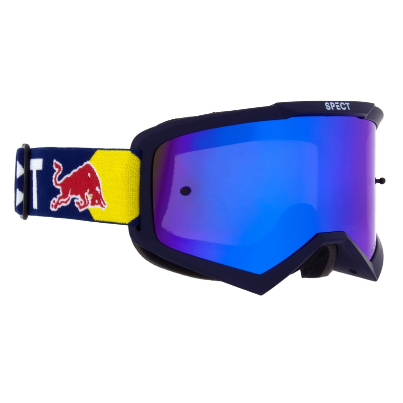 Lunettes de motocross Red Bull Spect EVAN bleu foncé avec lentille bleue