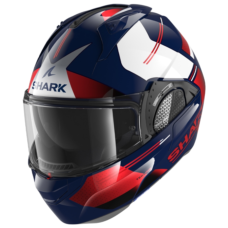 Casque SHARK EVO-GT Tekline bleu-blanc-rouge à bascule