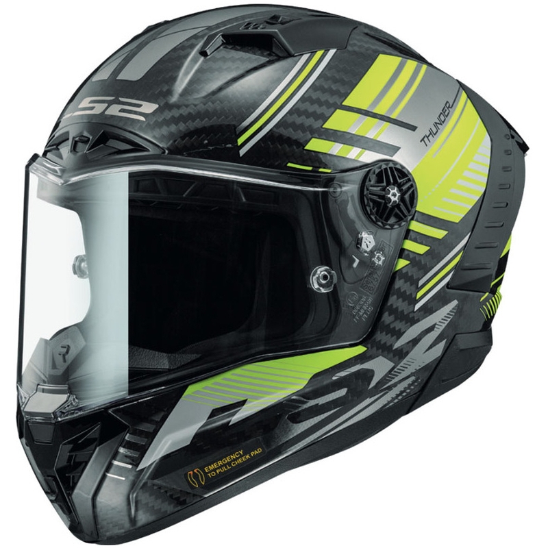 Casque moto intégral LS2 FF805 Thunder Carbon Volt noir-jaune fluo