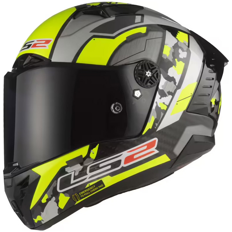 Casque moto intégral LS2 FF805 Thunder Carbon Space jaune fluo-gris