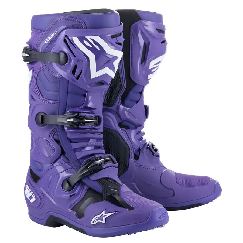 Bottes de moto Alpinestars Tech 10 violet-noir-blanc