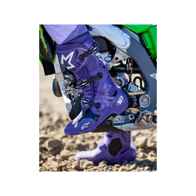 Bottes de moto Alpinestars Tech 10 violet-noir-blanc