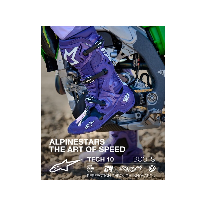 Bottes de moto Alpinestars Tech 10 violet-noir-blanc