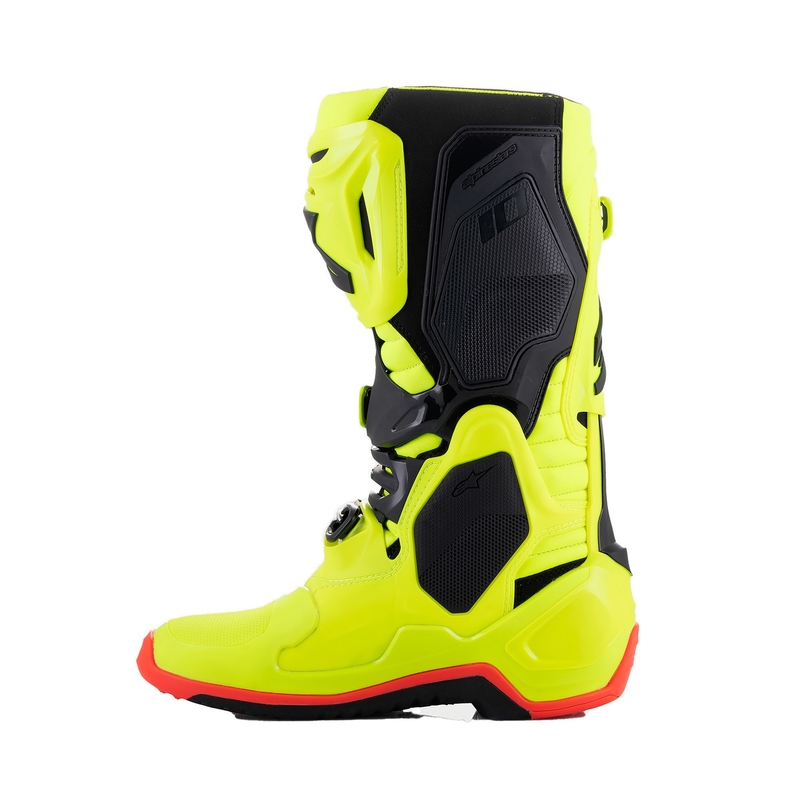 Bottes moto Alpinestars Tech 10 jaune fluo-noir-rouge fluo