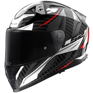 Casque moto intégral LS2 FF811 Vector II Carbon Savage blanc-rouge-gris