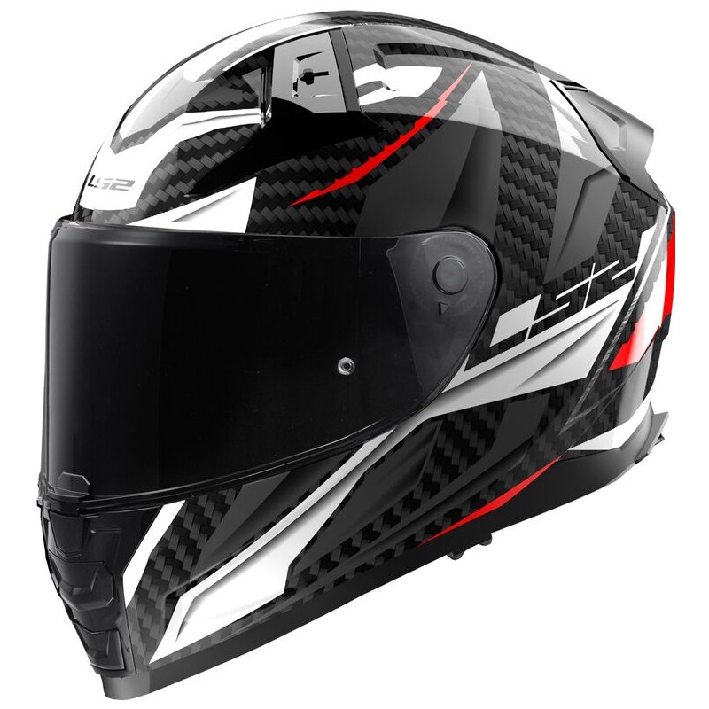 Casque moto intégral LS2 FF811 Vector II Carbon Savage blanc-rouge-gris