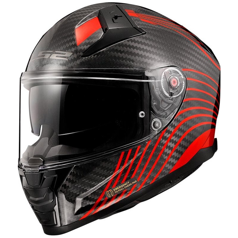 Casque moto intégral LS2 FF811 Vector II Carbon Flux Black-Red