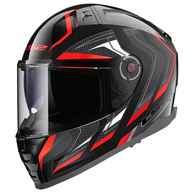 Casque moto intégral LS2 FF811 Vector II Alizer noir et rouge