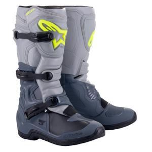 Bottes moto Alpinestars Tech 3 gris clair-noir-jaune fluo