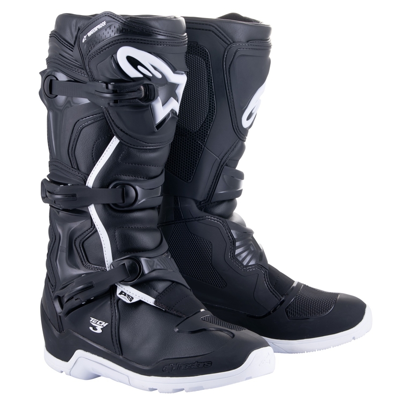 Bottes de moto imperméables Alpinestars Tech 3 Enduro, noir et blanc