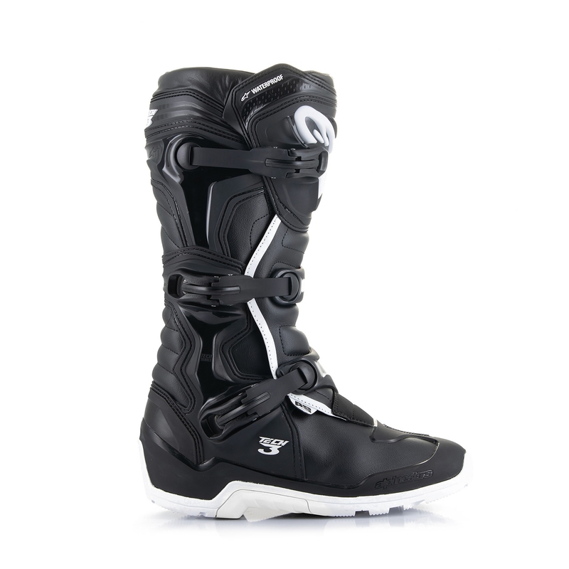 Bottes de moto imperméables Alpinestars Tech 3 Enduro, noir et blanc