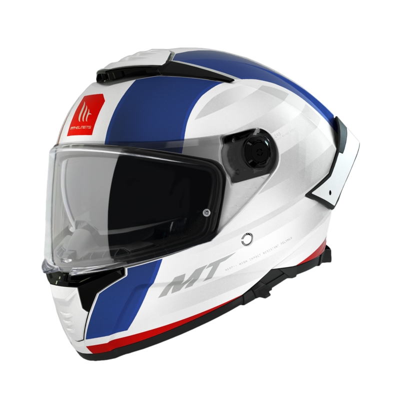 Casque intégral de moto MT THUNDER 4 SV TREADS C7 blanc-bleu