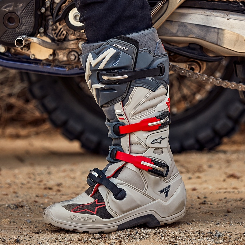 Bottes de moto Alpinestars Tech 7 Enduro 2024 gris-fluo-noir