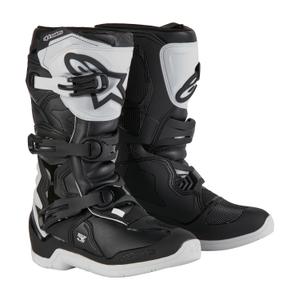 Bottes de moto Alpinestars Tech 3S Youth 2024 blanches et noires pour enfants
