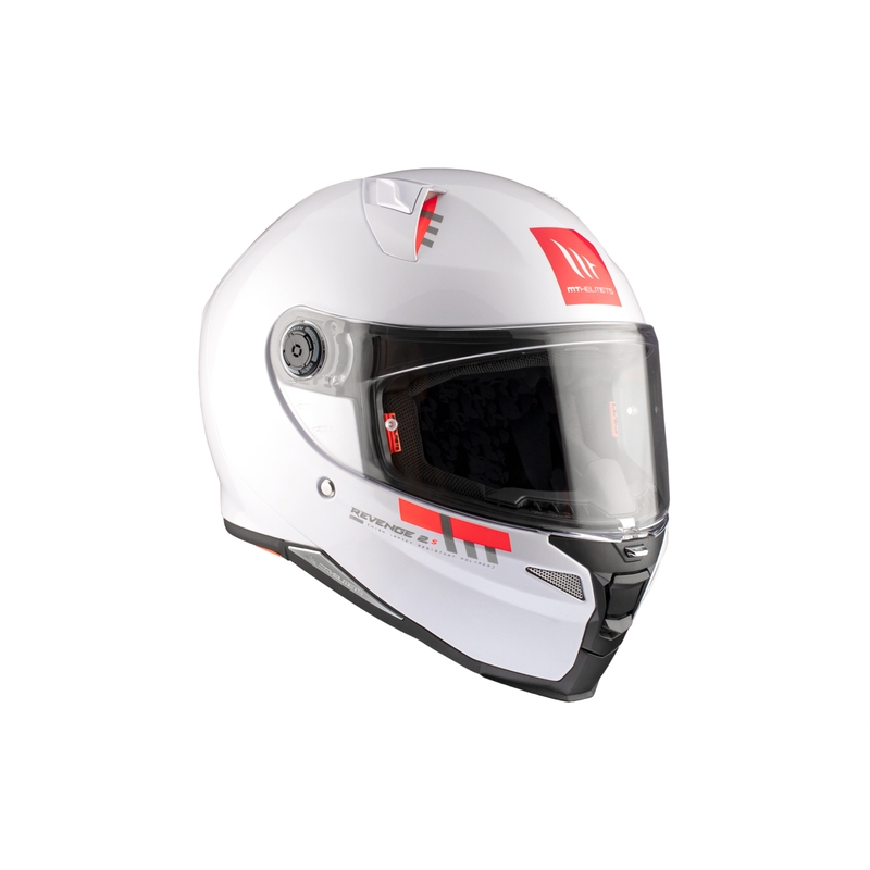 MT REVENGE 2 S SOLID A0 casque moto intégral blanc brillant