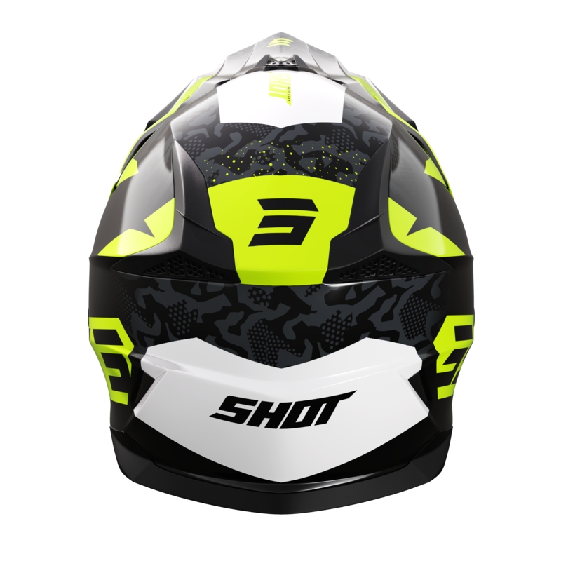 Casque motocross Shot Pulse Airfit noir-blanc-jaune fluo brillant soldes