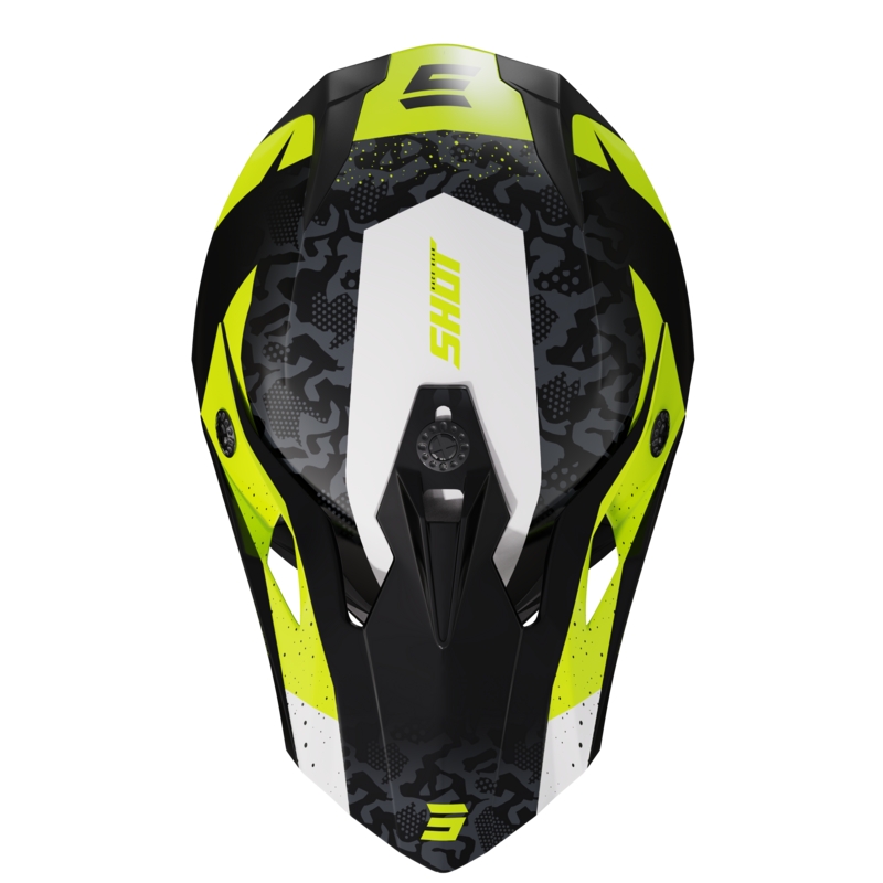 Casque motocross Shot Pulse Airfit noir-blanc-jaune fluo brillant soldes