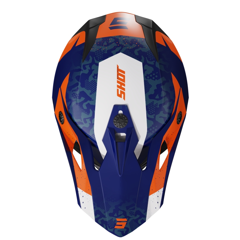 Casque de motocross Shot Pulse Airfit bleu-blanc-orange brillant soldes