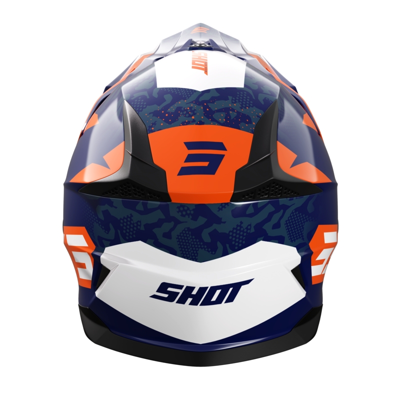 Casque de motocross Shot Pulse Airfit bleu-blanc-orange brillant soldes
