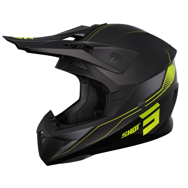 Casque motocross pour moto Shot Pulse Edge noir-jaune fluo matt soldes