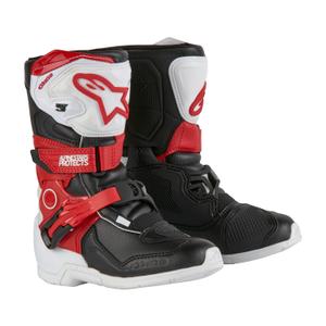 Bottes de moto Alpinestars Tech 3S Kids 2024 noires, blanches et rouges pour enfants