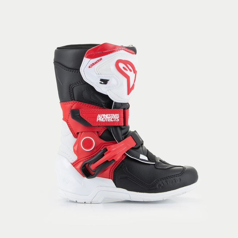 Bottes de moto Alpinestars Tech 3S pour enfant, noir, blanc et rouge