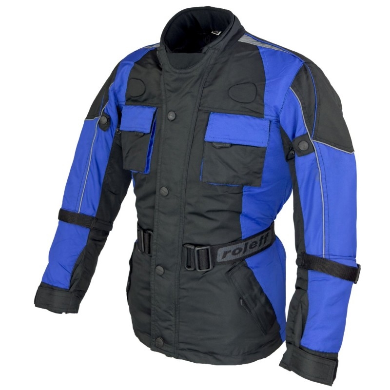 Veste moto enfant Roleff Taslan noir et bleu