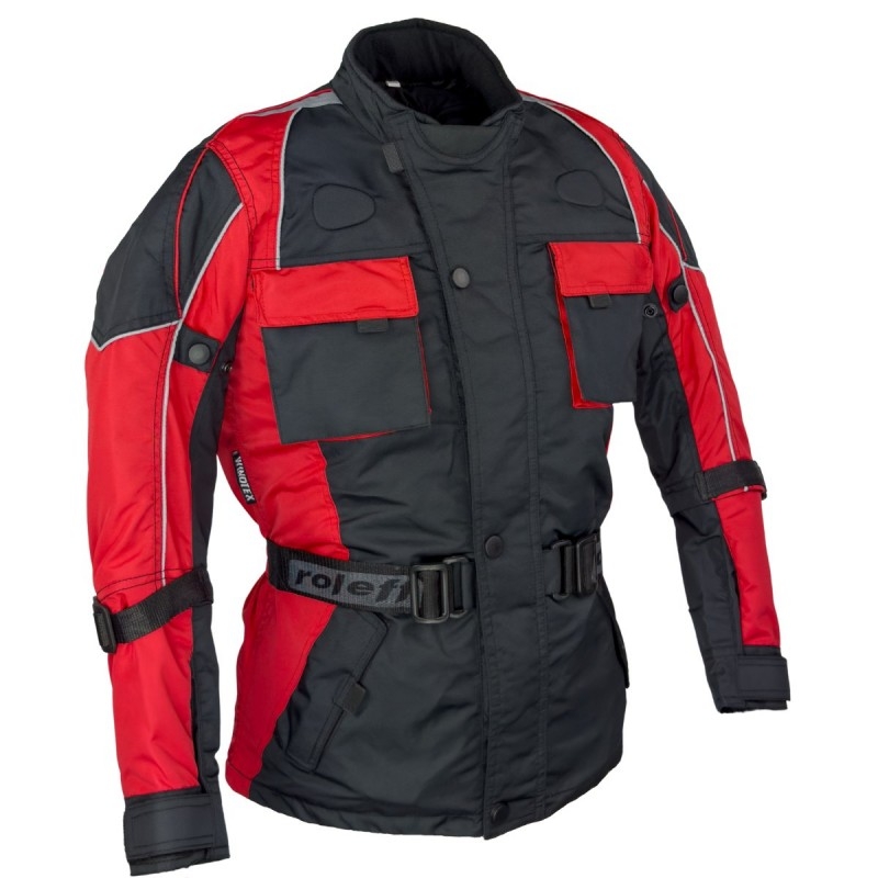 Veste moto enfant Roleff Taslan noir-rouge