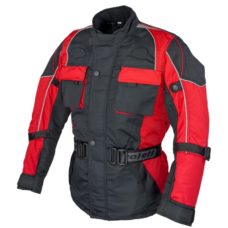 Veste moto enfant Roleff Taslan noir-rouge