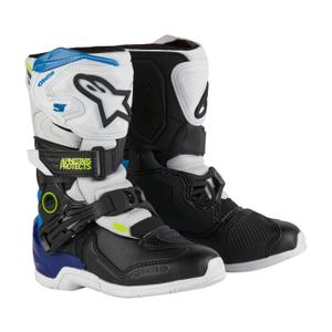Bottes de moto Alpinestars Tech 3S Kids 2024 Blanc-Noir-Bleu pour enfants