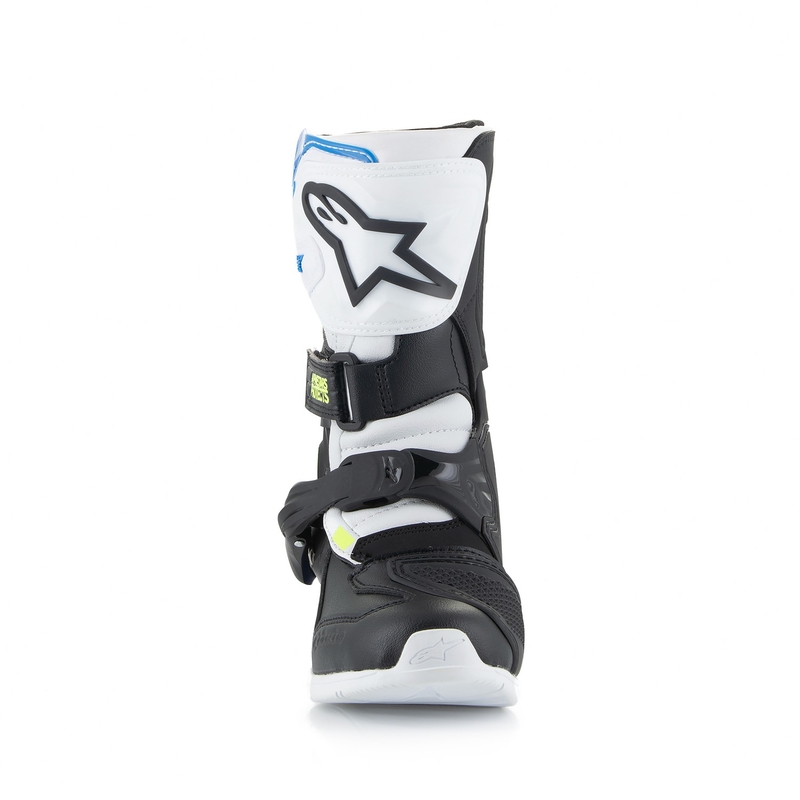 Bottes de moto Alpinestars Tech 3S pour enfant, blanc, noir et bleu
