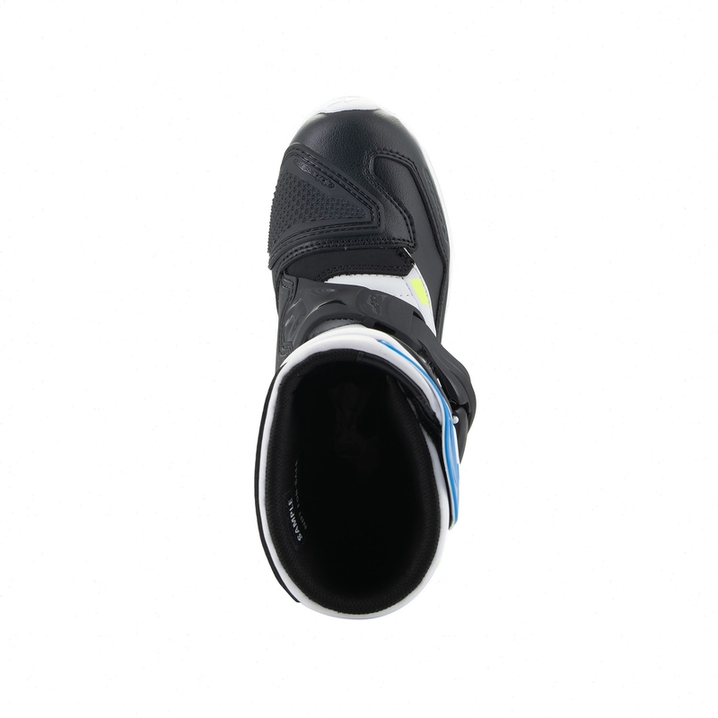 Bottes de moto Alpinestars Tech 3S pour enfant, blanc, noir et bleu