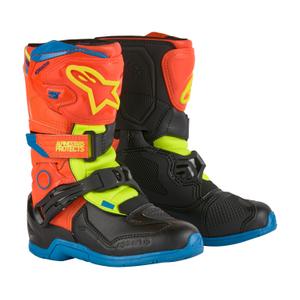 Bottes de moto Alpinestars Tech 3S Kids 2024 Orange fluo-Bleu-Jaune fluo-Noir pour enfants