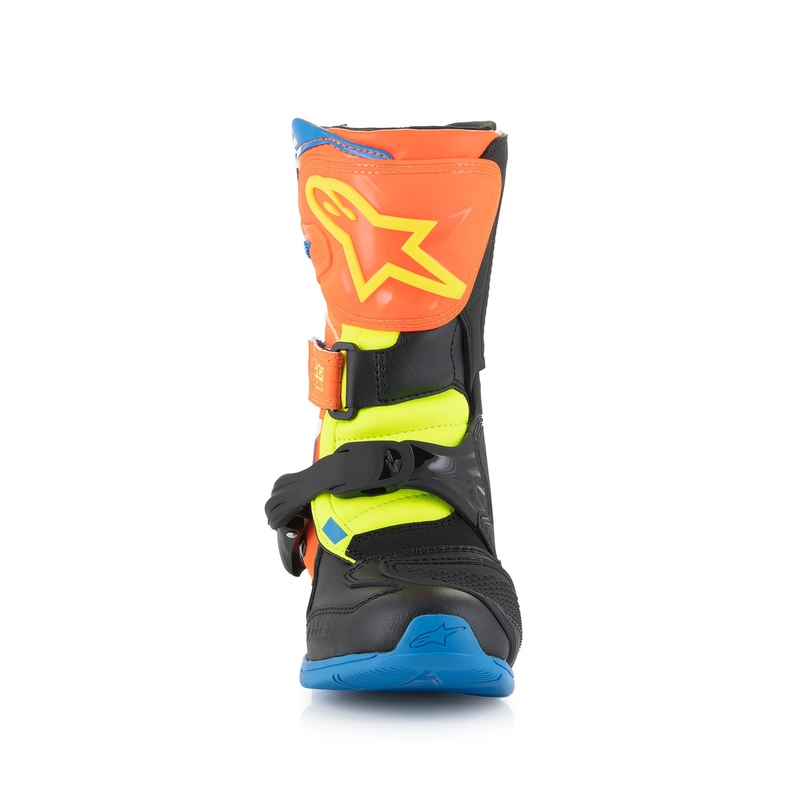 Bottes de moto Alpinestars Tech 3S Kids Orange fluo-Bleu-Jaune fluo-Noir pour enfants