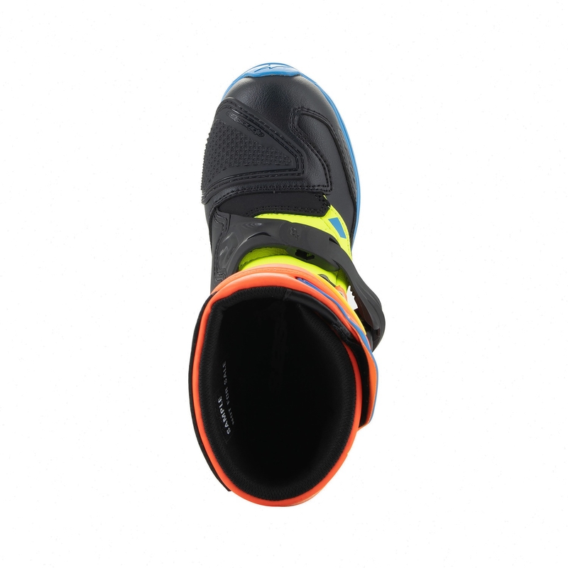 Bottes de moto Alpinestars Tech 3S Kids Orange fluo-Bleu-Jaune fluo-Noir pour enfants