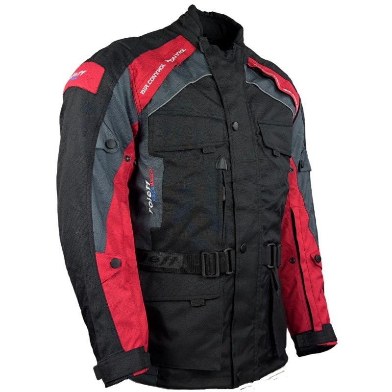 Veste de moto Roleff Liverpool noire et rouge