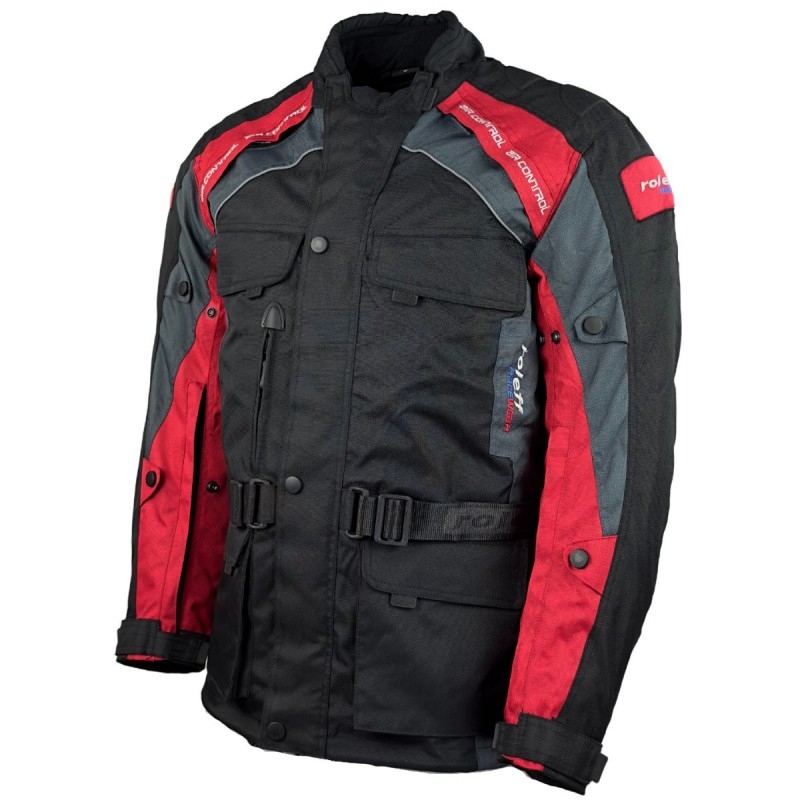 Veste de moto Roleff Liverpool noire et rouge