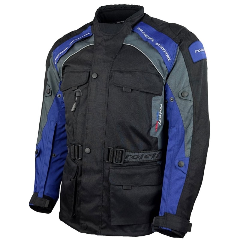 Veste de moto Roleff Liverpool noire et bleue