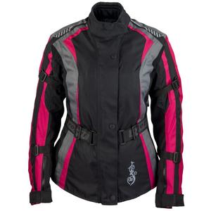 Veste moto pour femme Roleff Estretta noir-rose-gris