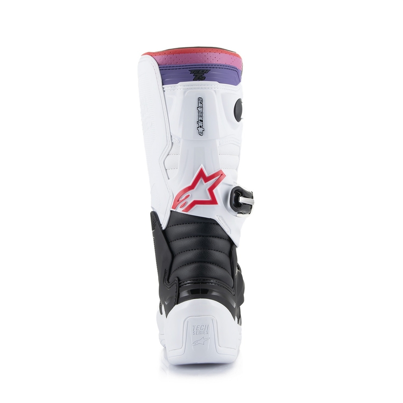 Bottes de motocross Alpinestars Tech 7 S pour enfant, blanc, noir, rouge, bleu et violet