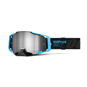 Lunettes de motocross 100% ARMEGA Barely 2 bleu-noir (plexi argenté miroité)