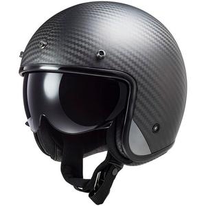 Casque moto jet LS2 OF601 Bob II Carbon Solid noir mat