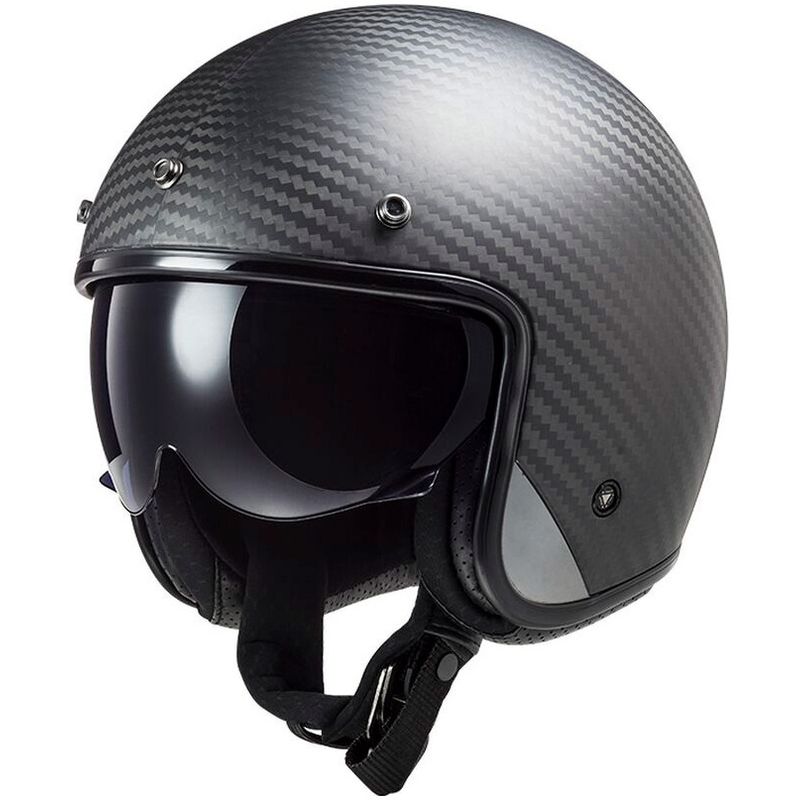 Casque moto jet LS2 OF601 Bob II Carbon Solid noir mat