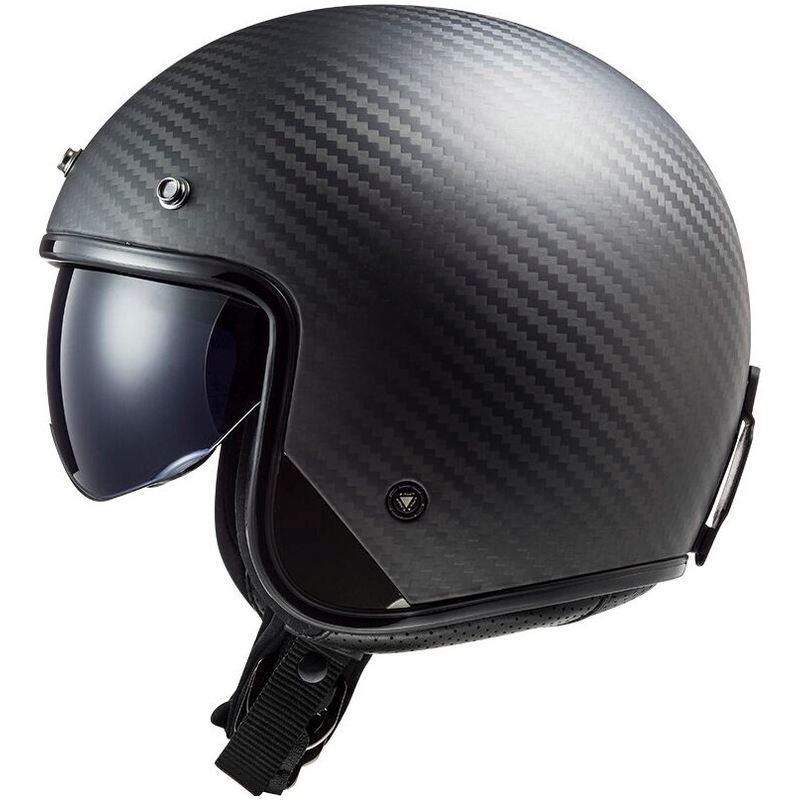 Casque moto jet LS2 OF601 Bob II Carbon Solid noir mat