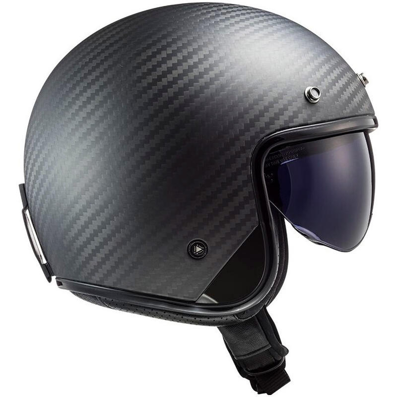 Casque moto jet LS2 OF601 Bob II Carbon Solid noir mat
