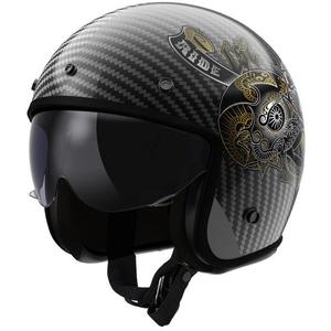 Casque moto jet LS2 OF601 Bob II Carbon Custom noir brillant
