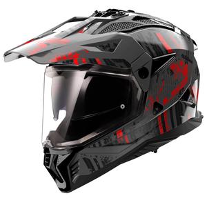 Casque moto enduro LS2 MX702 PIONEER II CRAZY noir-rouge
