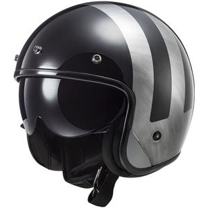 Casque moto jet LS2 OF601 Bob II Lines jeans noir brillant